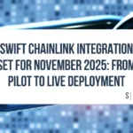 Blockchain chain link with SWIFT Chainlink integration announcement.