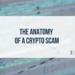 Stylized background showing anatomical drawings and digital data, with title “The Anatomy of a Crypto Scam”