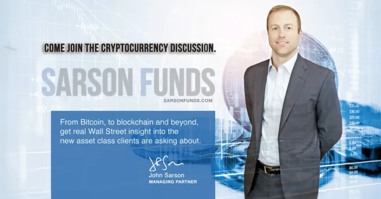 Come Join The Discussion on an image with Sarson Funds' CEO John Sarson