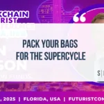 Pack Your Bags for the Super Cycle keynote title screen at Blockchain Futurist Conference 2025
