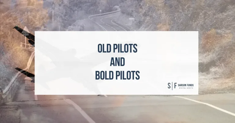 Title graphic reading “Old Pilots and Bold Pilots” over a winding mountain road background with Sarson Funds branding.