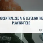 Silhouette of a human and robotic hand facing each other with digital AI interface graphics overlayed