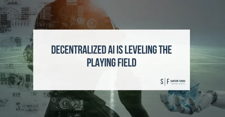 Silhouette of a human and robotic hand facing each other with digital AI interface graphics overlayed