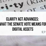 Infographic comparing the GENIUS Act and CLARITY Act by focus, status and core regulatory issues.