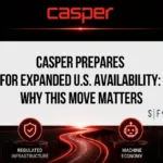 Casper graphic showing expanded U.S. availability themes, including real-world assets, regulated infrastructure, machine economy and scale.
