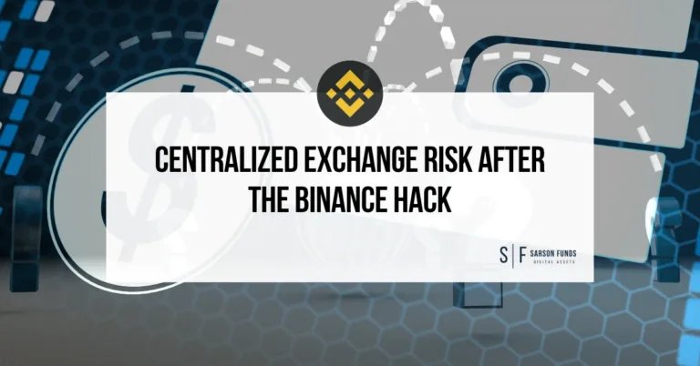 Binance logo above the headline “Centralized Exchange Risk After the Binance Hack,” with Bitcoin and hardware wallet imagery.
